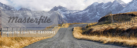 Scotland, Isle of Skye. The Cuillin Mountains viewed from the Glen Brittle Road.