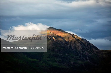 Scotland, Torridon. Last light of the day on Liathach mountain.