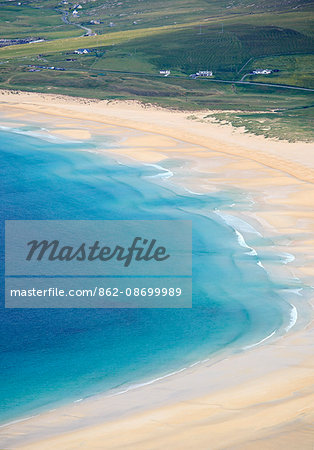 Scotland, Western Isles, Isle of Harris. Scarista Bay viewed from above.