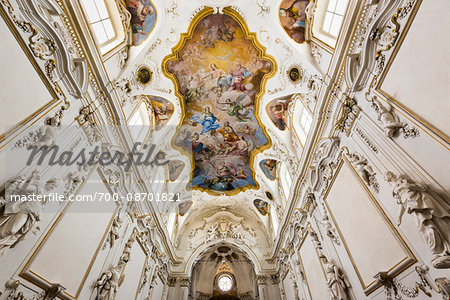 Interior of Church of Saint Mary of Gesu (Chiesa del Gesu) in Palermo, Sicily, Italy