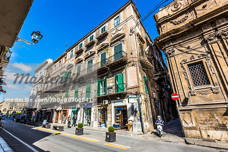 Street Scene of Via Vittorio Emanuele in Palermo, Sicily, Italy