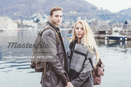 Portrait of romantic young couple, Lake Como, Italy
