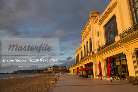 The beach, Casino and promenade in Biarritz, Pyrenees Atlantiques, Aquitaine, France, Europe