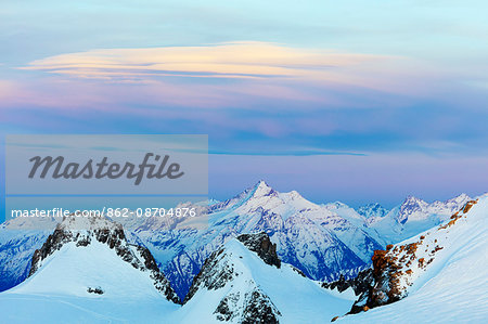 Europe, France, Haute Savoie, Rhone Alps, Chamonix, Italian and Swiss alps from France