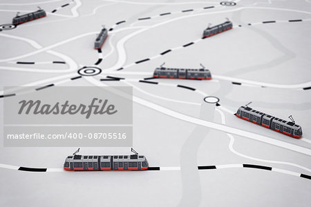 3D rendering of transport itinerary with train