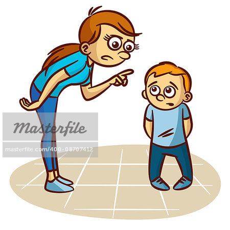 Mother scolds the child Clipart Vector illustration