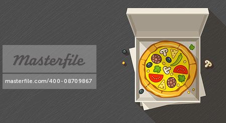Italian pizza fast-food in open boxx. Eps10 vector illustration