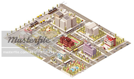 Vector isometric low poly city infrastructure