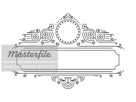 Vector floral frames in mono line style with copy space for text - logo design template. Retro Frame. Luxury Frame