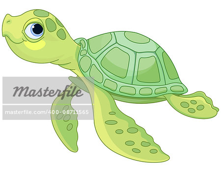 Illustration of very cute sea turtle
