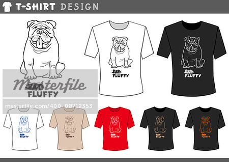Illustration of T-Shirt Design Template with English Bulldog