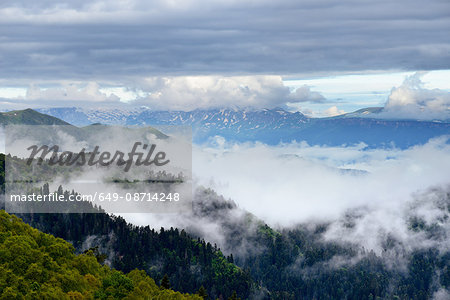 Valley mist, Bolshoy Thach (Big Thach) Nature Park, Caucasian Mountains, Republic of Adygea, Russia