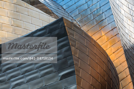 Detail of the titanium clad Guggenheim Museum, designed by Frank Gehry, Bilbao, Biscay (Vizcaya), Basque Country (Euskadi), Spain, Europe