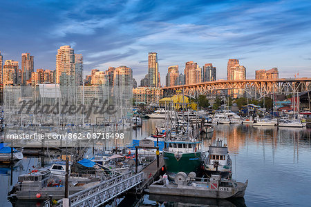 Canada; British Columbia,Vancouver, Fishermen's Wharf, Granville Bridge, false inlet