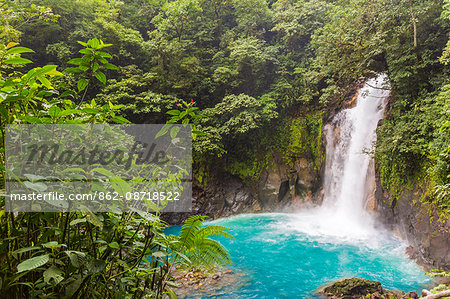 Parque National Tenorio, Catarata del Rio Celeste, wild waterfall in the rainforest