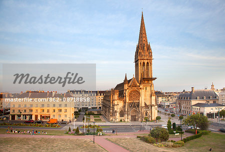 France, Normandy, Caen. The Church of Saint Pierre dominant in the city.