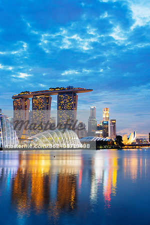 South East Asia, Singapore, Gardens by the Bay, Cloud Forest, Flower Dome, Marina Bay Sands Hotel and Casino, Arts and Science Museum