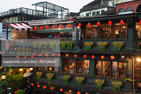Taiwan, Ruifang District, Jiufen, tea house in the old gold mining town