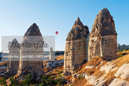 Turkey, Central Anatolia, Cappadocia, balloon flight over Goreme, Unesco World Heritage site