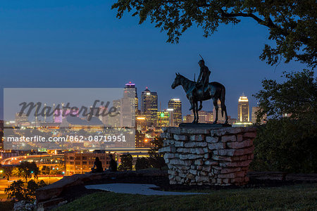 USA,Midwest, Missouri, Kansas City, the scout statue of  Cyrus E. Dallin