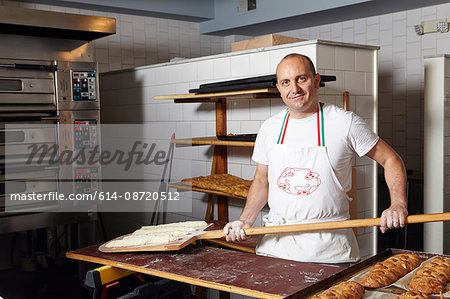 Baker working in bakery