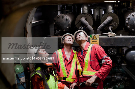 Engineers working on oil rig