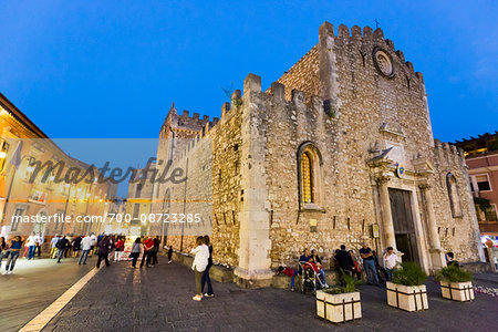 Duomo di Taormina at Dusk, Taormina, Sicily, Italy