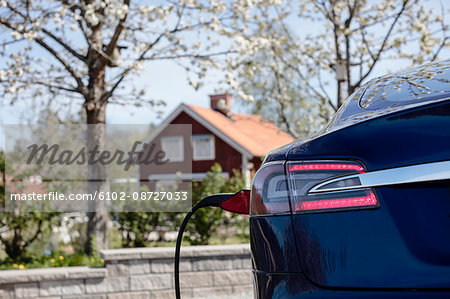 A tesla fuelling up