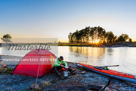 Man near tent