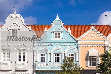 Colonial Dutch architechure near Main Street, Oranjestad, Aruba, Netherlands Antilles, Caribbean, Central America