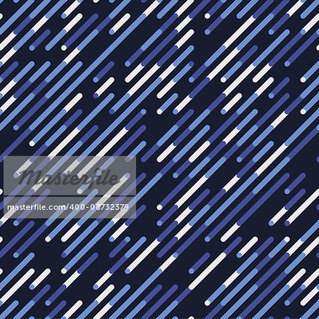 Vector Seamless Blue Navy Shades Diagonal Lines Irregular Pattern. Abstract Geometric Background Design