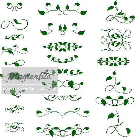 Collection of green leaf vintage element of frames for text decoration and page divider