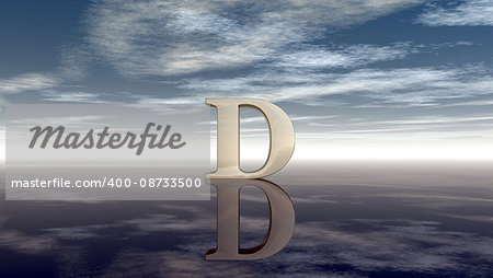 metal uppercase letter d under cloudy sky - 3d rendering