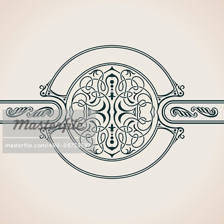 Vintage Decorative Elements Flourishes Calligraphic Ornament. Elegant emblem template monogram luxury frame. Royal line logo. Vector sign for restaurant, boutique, heraldic, cafe, hotel