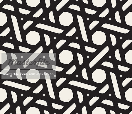 Vector Seamless Black and White Rounded Shape Pattern. Abstract Geometric Background Design