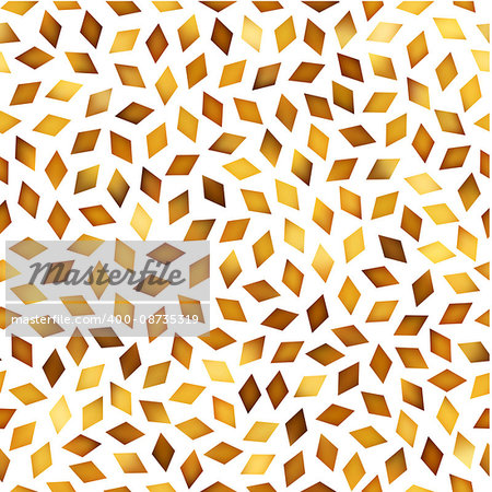 Vector Seamless Golden Gradient Rhombus Jumble Pattern. Abstract Geometric Background Design