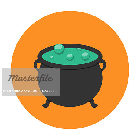 Witch cauldron icon flat. Halloween illustration