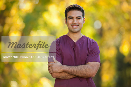 Portrait of a smiling male nurse.