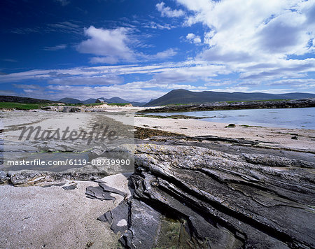 View towards islands of Harris and Lewis from Taransay, Outer Hebrides, Scotland, United Kingdom, Europe