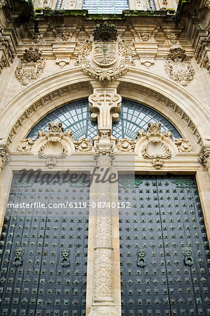 Doors on the front of Santiago Cathedral, UNESCO World Heritage Site, Santiago de Compostela, Galicia, Spain, Europe