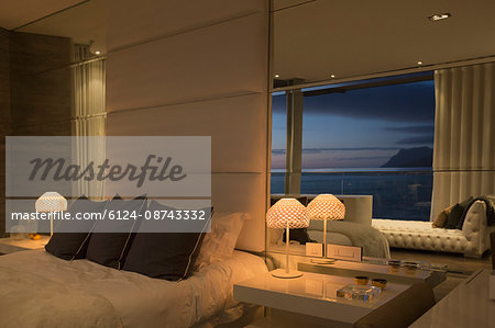 Illuminated modern home showcase bedroom