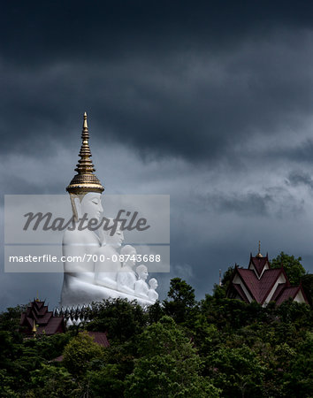 Five Sitting Buddhas statue at Wat Pha Sorn Kaew located in Khao Kho, Petchaboon in north-central Thailand.