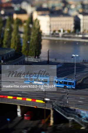 High angle view of city traffic