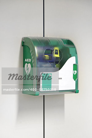 Automated External Defibrillator Emergency Device at Wall