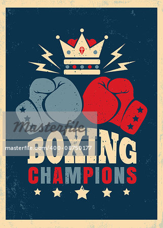 Vector vintage poster for boxing with gloves