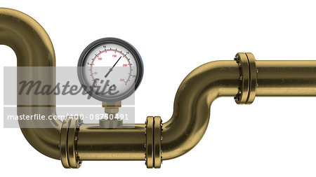 3d illustration of manometer on pipe