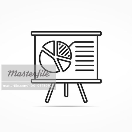 Business report with pie chart minimal line icon, vector eps10 illustration