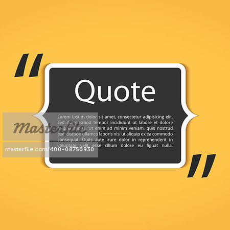Horizontal text box with quotes on yellow background, vector eps10 illustration