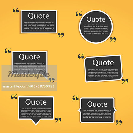 Set of six different frames with quotes for your text, vector eps10 illustration