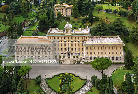 view of Palace of the Governorate of Vatican City State from the Dome of St. Peter's Basilica